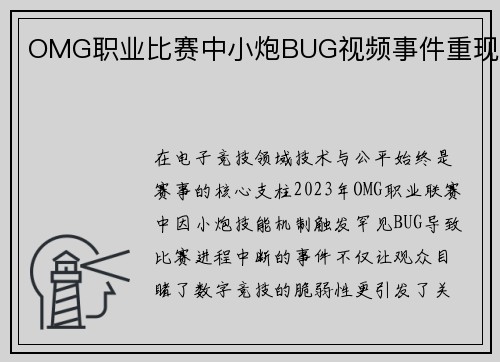 OMG职业比赛中小炮BUG视频事件重现